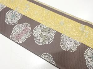 創喜庵製　金糸　華紋に向かい動物模様織り出し　袋帯